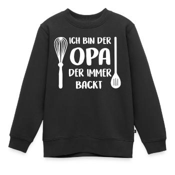 Der Opa der immer backt mit Schneebesen Kochlöffel - Kinder Premium Organic Sweatshirt - Schwarz - Vorne - AI Model Kid Female (0cm)