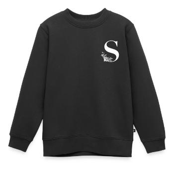 Lettre S - Sweat Premium enfant bio - noir - Devant - AI Model Kid Female (0cm)