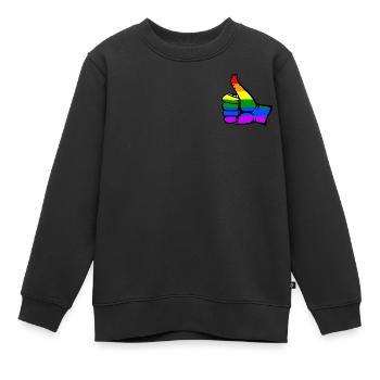 Regenbogenfarbe Flagge Hand alles klar Symbol - Kinder Premium Organic Sweatshirt - Schwarz - Vorne - AI Model Kid Female (0cm)