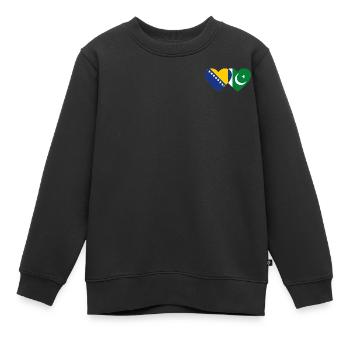 Bosnien Pakistan Flagge Herz - Kinder Premium Organic Sweatshirt - Schwarz - Vorne - AI Model Kid Female (0cm)