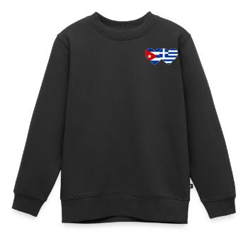 Kuba Griechenland Flagge Herz - Kinder Premium Organic Sweatshirt - Schwarz - Vorne - AI Model Kid Female (0cm)