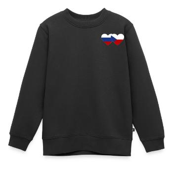 Russland Tschechien Flagge Herz Flagge - Kinder Premium Organic Sweatshirt - Schwarz - Vorne - AI Model Kid Female (0cm)