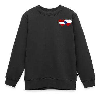 Österreich Tschechien Flagge Herz Flagge - Kinder Premium Organic Sweatshirt - Schwarz - Vorne - AI Model Kid Female (0cm)
