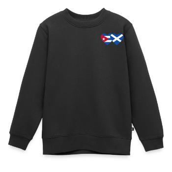 Kuba Schottland Flagge Herz - Kinder Premium Organic Sweatshirt - Schwarz - Vorne - AI Model Kid Female (0cm)