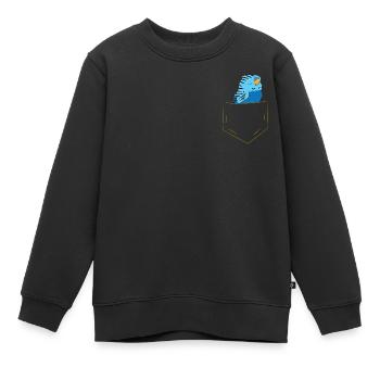Perruche - Dans la poche poitrine / poche de chemise - Sweat Premium enfant bio - noir - Devant - AI Model Kid Female (0cm)
