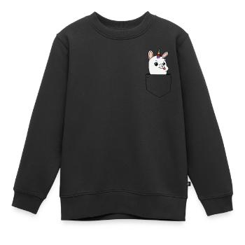 Lama mit Einhorn Versteckt sich in Brusttasche - Kinder Premium Organic Sweatshirt - Schwarz - Vorne - AI Model Kid Female (0cm)