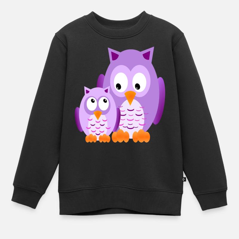 Eulen - Pink - Kinder Premium Organic Sweatshirt - Schwarz