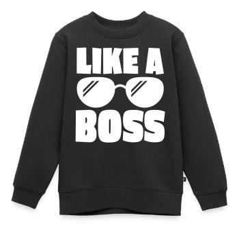 like a boss 1c - Sweat Premium enfant bio - noir - Devant - AI Model Kid Female (0cm)