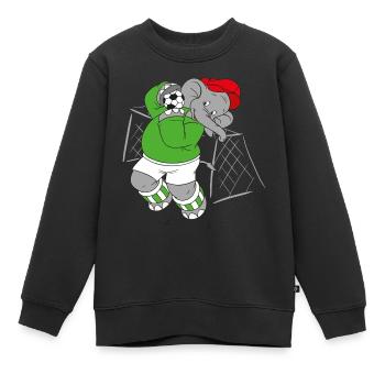Benjamin Blümchen als Fußballtorwart - Kinder Premium Organic Sweatshirt - Schwarz - Vorne - AI Model Kid Female (0cm)