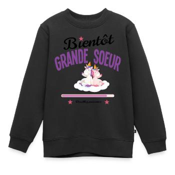 Future grande sœur, bientôt grande soeur - Sweat Premium enfant bio - noir - Devant - AI Model Kid Female (0cm)