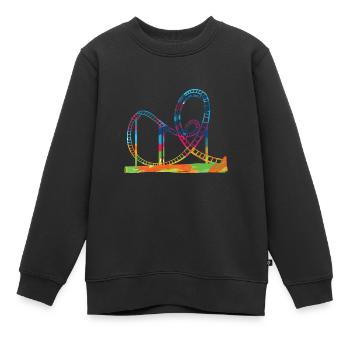 Achterbahn Geschenkidee Freizeitparks Schausteller - Kinder Premium Organic Sweatshirt - Schwarz - Vorne - AI Model Kid Female (0cm)