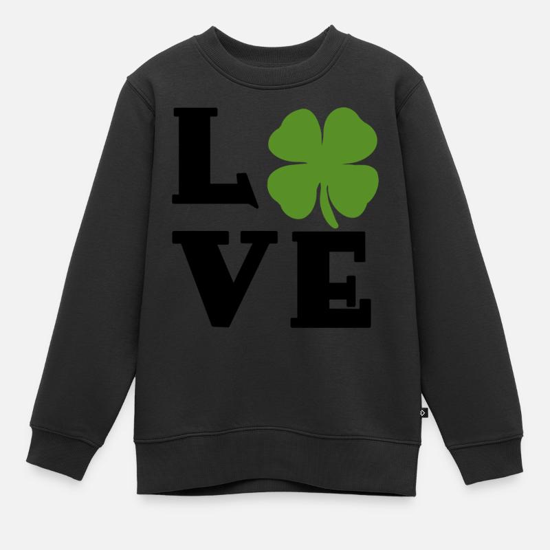 Vierblättriges Kleeblatt Neujahr Glücksklee Klee - Kinder Premium Organic Sweatshirt - Schwarz