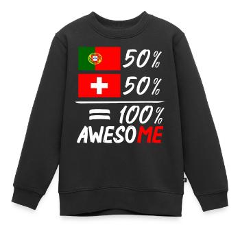 50% Portugal 50% Schweiz - Kinder Premium Organic Sweatshirt - Schwarz - Vorne - AI Model Kid Female (0cm)