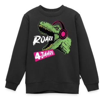Roarrr, j’ai 4 | T-Rex 4 ans | Dino - Sweat Premium enfant bio - noir - Devant - AI Model Kid Female (0cm)