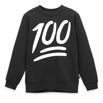 Emoji 100 Croquis blanc - Sweat Premium enfant bio - noir - Devant - AI Model Kid Female (0cm)