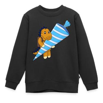 Sac d’école de dinosaures Scolarisation Première classe - Sweat Premium enfant bio - noir - Devant - AI Model Kid Female (0cm)