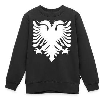 Double tête albanaise Aigle Albanie Albanais - Sweat Premium enfant bio - noir - Devant - AI Model Kid Female (0cm)