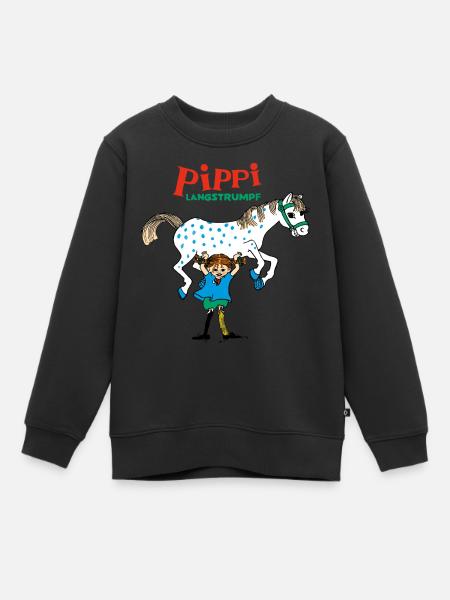 Pippi Langstrumpf Pippi Und Kleiner Onkel - Kinder Premium Organic Sweatshirt - Schwarz
