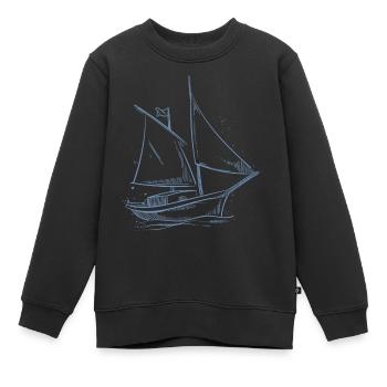 Segler Segeln Segelboot Minimalismus Design - Kinder Premium Organic Sweatshirt - Schwarz - Vorne - AI Model Kid Female (0cm)