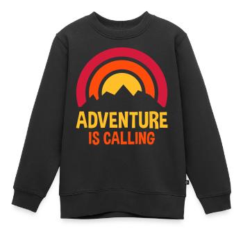 Adventure is calling (Sonne hinter Bergkamm) - Kinder Premium Organic Sweatshirt - Schwarz - Vorne - AI Model Kid Female (0cm)