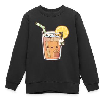 Kawaii Eis-Zitronentee - Kinder Premium Organic Sweatshirt - Schwarz - Vorne - AI Model Kid Female (0cm)