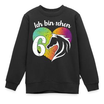 Ich bin schon 6 Geburtstagsshirt Mädchen Pferd - Kinder Premium Organic Sweatshirt - Schwarz - Vorne - AI Model Kid Female (0cm)