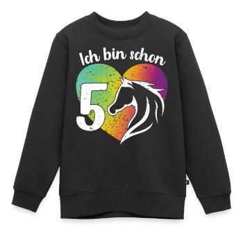 Ich bin schon 5 Geburtstagsshirt Mädchen Pferd - Kinder Premium Organic Sweatshirt - Schwarz - Vorne - AI Model Kid Female (0cm)