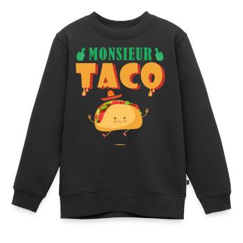 Monsieur Taco Humor Mexikanische mexikanische Küche - Kinder Premium Organic Sweatshirt - Schwarz - Vorne - AI Model Kid Female (0cm)
