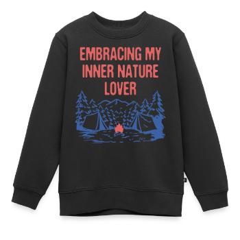 Embrasser inner nature Lover Camping Forest - Sweat Premium enfant bio - noir - Devant - AI Model Kid Female (0cm)