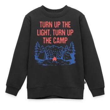 Turn Up the Camp Light Wildlife Camping Outdoor - Kids Premium Organic Sweatshirt - black - Front - AI Model Kid Female (0cm)