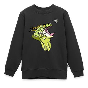 iguane et mouche - Sweat Premium enfant bio - noir - Devant - AI Model Kid Female (0cm)