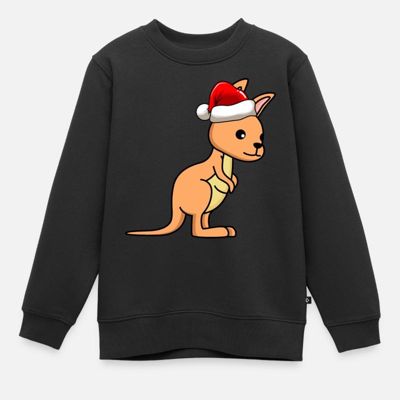 Kangaroo Comic Weihnachten - Kinder Premium Organic Sweatshirt - Schwarz