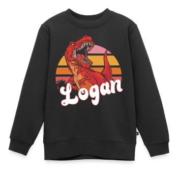 LOGAN - Schöner Jungen Name mit T-REX Dino - Kinder Premium Organic Sweatshirt - Schwarz - Vorne - AI Model Kid Female (0cm)