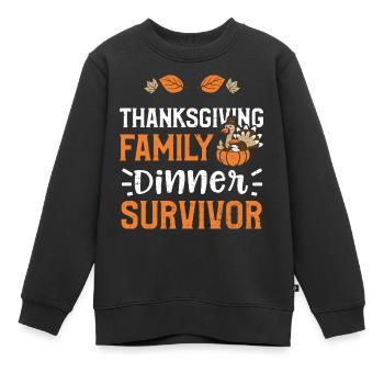 Thanksgiving Family Dinner Survivor - Kinder Premium Organic Sweatshirt - Schwarz - Vorne - AI Model Kid Female (0cm)