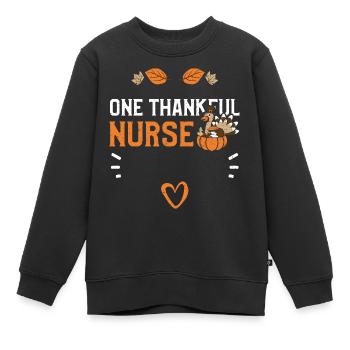 One Thankful Nurse - Thanksgiving - Kinder Premium Organic Sweatshirt - Schwarz - Vorne - AI Model Kid Female (0cm)
