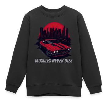 Muscle Car ne meurt jamais - Sweat Premium enfant bio - noir - Devant - AI Model Kid Female (0cm)
