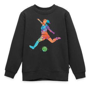 Fußballerin Bunt Fußball Mädchen Fußballspieler - Kinder Premium Organic Sweatshirt - Schwarz - Vorne - AI Model Kid Female (0cm)