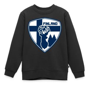Finland - Finnland - Suomi - Kinder Premium Organic Sweatshirt - Schwarz - Vorne - AI Model Kid Female (0cm)