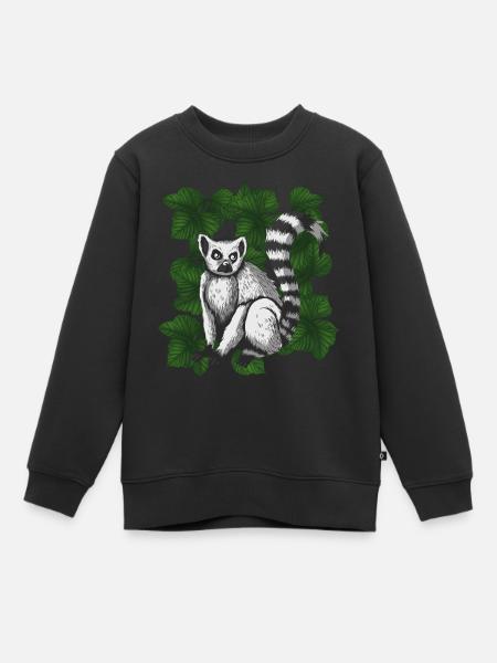 Retro Lemur - Kinder Premium Organic Sweatshirt - Schwarz
