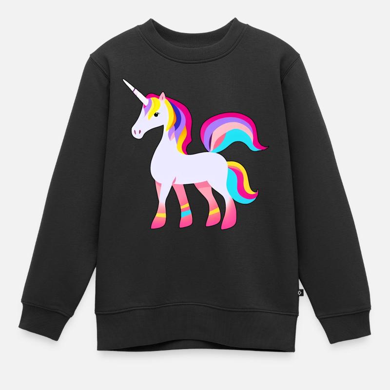 Licorne colorée - Sweat Premium enfant bio - noir