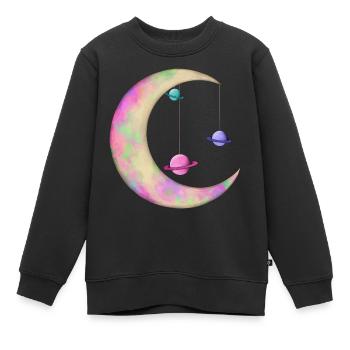 Bunter Mond mit Planeten - Kinder Premium Organic Sweatshirt - Schwarz - Vorne - AI Model Kid Female (0cm)