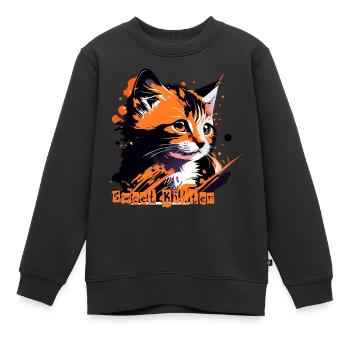kleines Kätzchen, Katze getigert - Kinder Premium Organic Sweatshirt - Schwarz - Vorne - AI Model Kid Female (0cm)