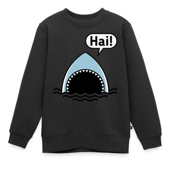 Hai! (Haifisch / Sprechblase / Comic / Cartoon) - Kinder Premium Organic Sweatshirt - Schwarz - Vorne - AI Model Kid Female (0cm)