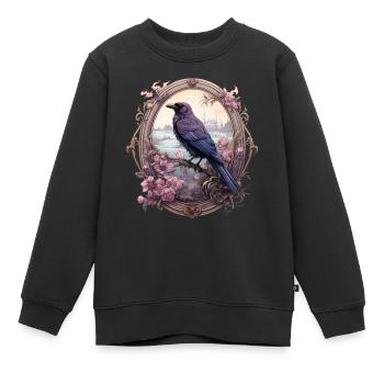 Rabe in einem romantischen ovalen Rahmen - Kinder Premium Organic Sweatshirt - Schwarz - Vorne - AI Model Kid Female (0cm)