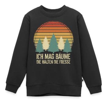 Ich mag Bäume Die halten die Fresse - Kinder Premium Organic Sweatshirt - Schwarz - Vorne - AI Model Kid Female (0cm)