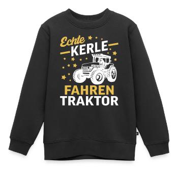 echte kerle fahren traktor geschenk landwirt bauer - Kinder Premium Organic Sweatshirt - Schwarz - Vorne - AI Model Kid Female (0cm)
