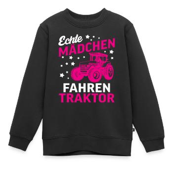Echte Mädchen Fahren Traktor - Kinder Premium Organic Sweatshirt - Schwarz - Vorne - AI Model Kid Female (0cm)