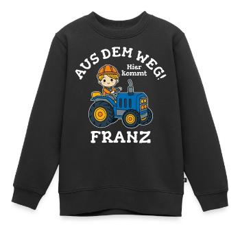 Franz Vorname Traktor - Kinder Premium Organic Sweatshirt - Schwarz - Vorne - AI Model Kid Female (0cm)