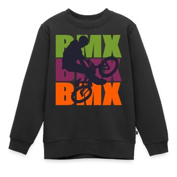 Vélo BMX - Sweat Premium enfant bio - noir - Devant - AI Model Kid Female (0cm)