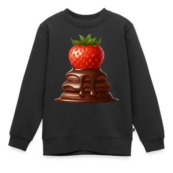 Schokolade Erdbeere Fusion Schmelzendes Design - Kinder Premium Organic Sweatshirt - Schwarz - Vorne - AI Model Kid Female (0cm)